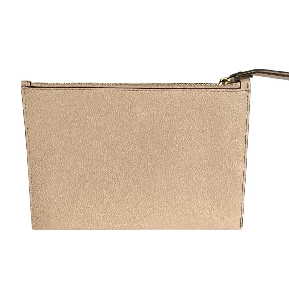 Kate Spade New‎ York Wristlet Clutch Pink Beige Leather Zip Top Purse Bag